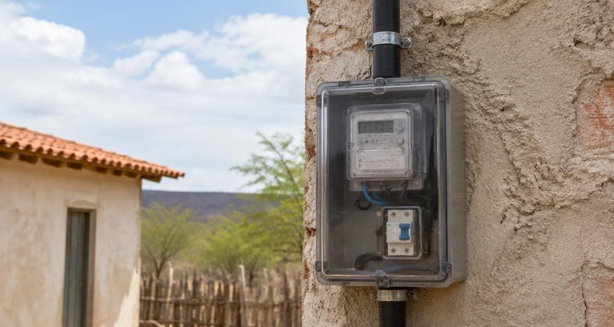 Caixa de medição de energia elétrica (padrão de entrada) em parede de residência no interior da Bahia.